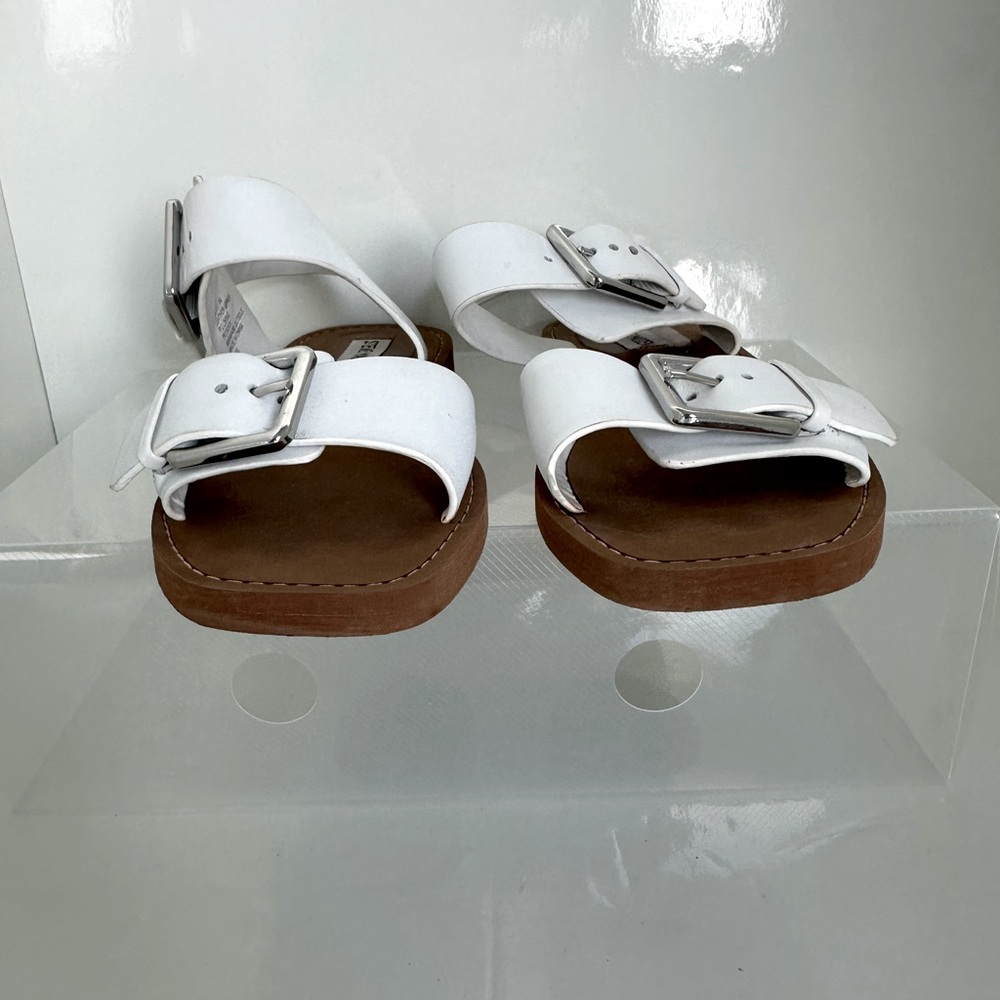 Steve Madden White Sandals with Silver Buckles - Picture 8 of 9